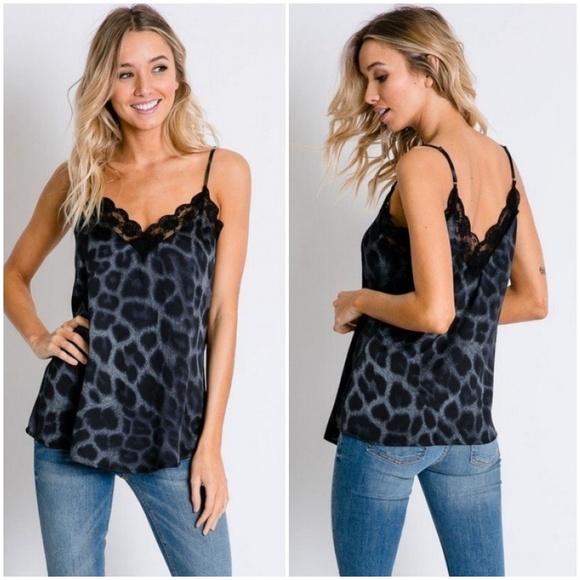 Tops - New! Navy V Neck Lace Cami